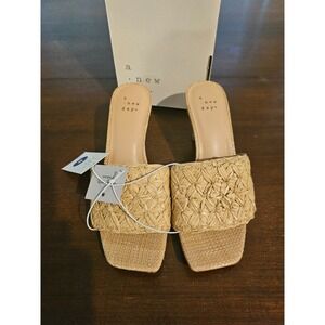 A New Day Women's Ayla‎ Woven Raffia Slide 3" Stiletto Heels Memory Foam Size 6
